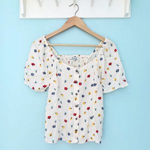 Madewell-  Floral Embroidered Button-up Top
